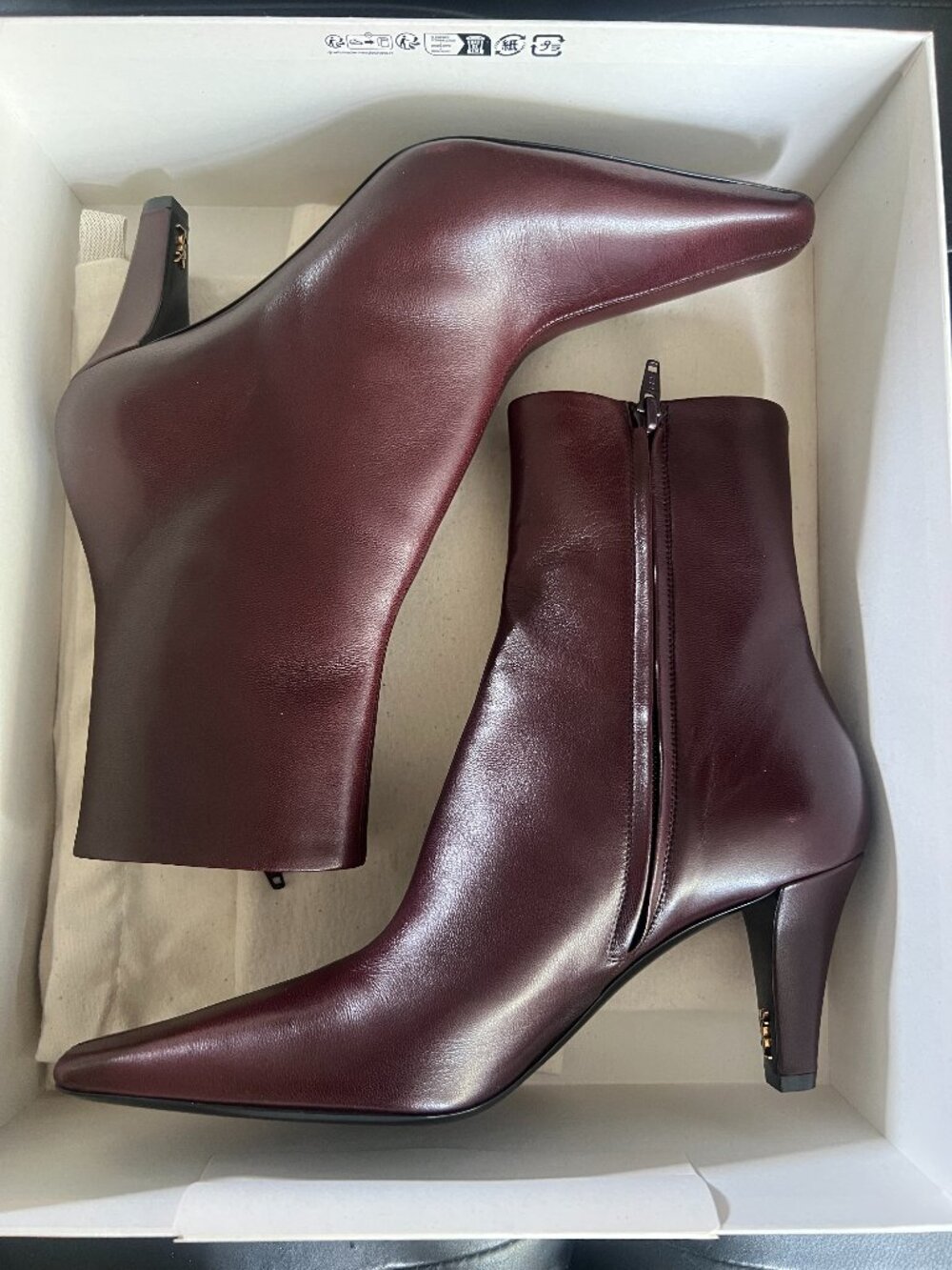 Saint Laurent Jill 75mm Booties in Burgundy (Marron Glace) - New Season